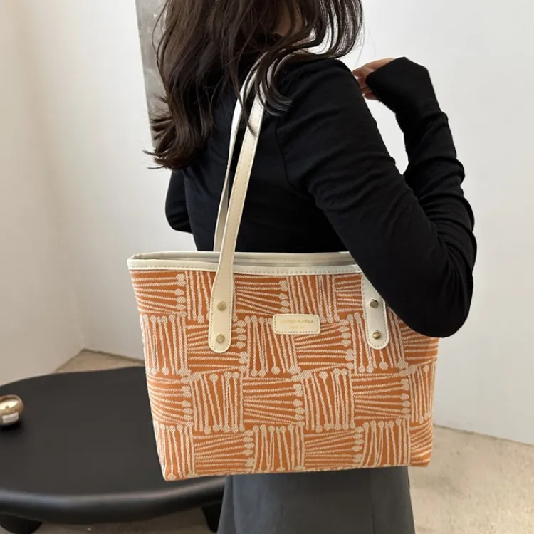 LETOO Canvas Canvas Bag Shoulder Bag Tote Regular Women's Blue/Green/Coffee/Orange-9