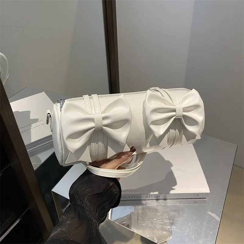 LETOO PU Crossbody Bag With Bowknot Artistic Style Handbag Regular Women's White/Khaki/Black/Silver-2