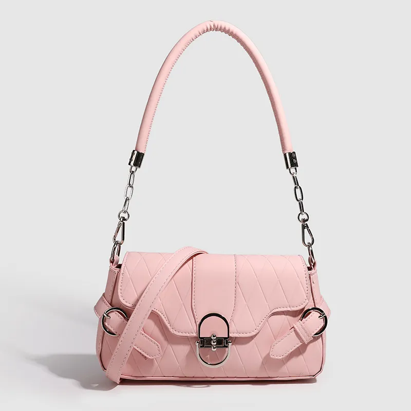 LETOO PU Shoulder Bag Regular Women's Black/White/Pink-6