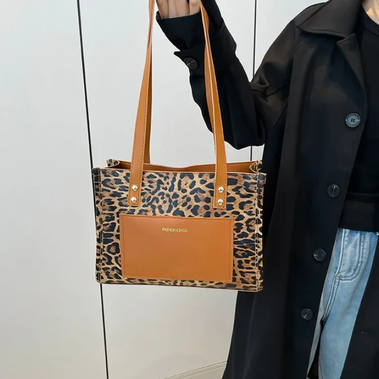 LETOO PU Commute Large Capacity Leopard Print Patchwork Shoulder Bag Regular Women's Multicolor-3
