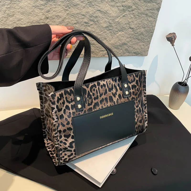 LETOO PU Commute Large Capacity Leopard Print Patchwork Shoulder Bag Regular Women's Multicolor-14