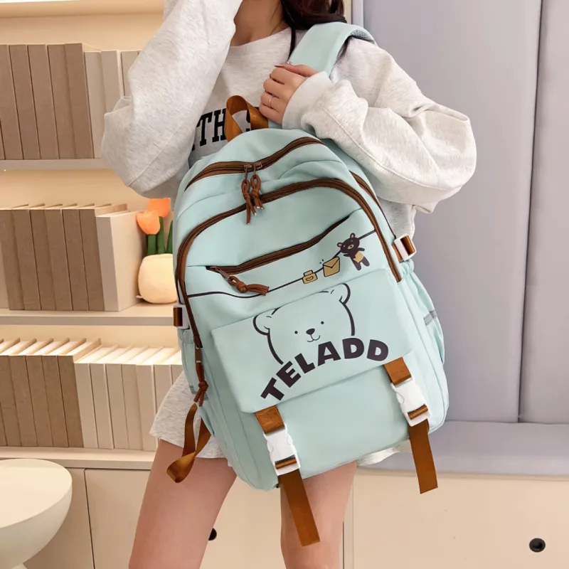 LETOO Nylon Backpack Regular Women's Black/Purple/Green/Blue/Pink-10