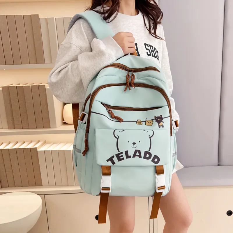 LETOO Nylon Backpack Regular Women's Black/Purple/Green/Blue/Pink-9