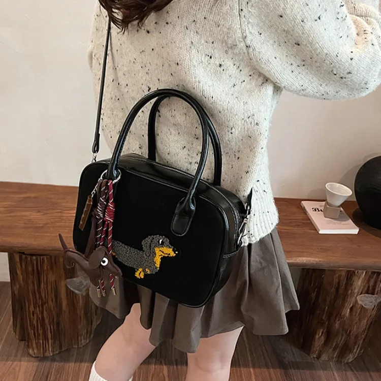 LETOO PU Crossbody Handbag Regular Women's Coffee/Black-7