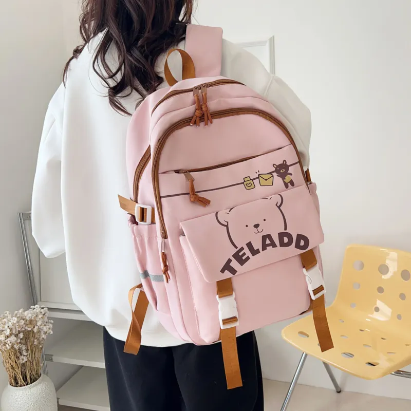 LETOO Nylon Backpack Regular Women's Black/Purple/Green/Blue/Pink-3