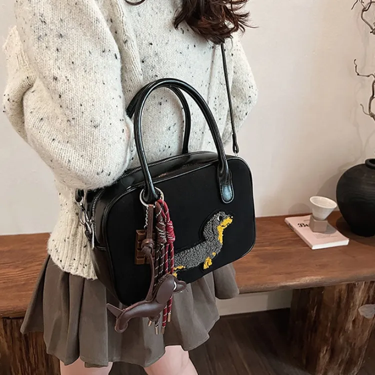 LETOO PU Crossbody Handbag Regular Women's Coffee/Black-8