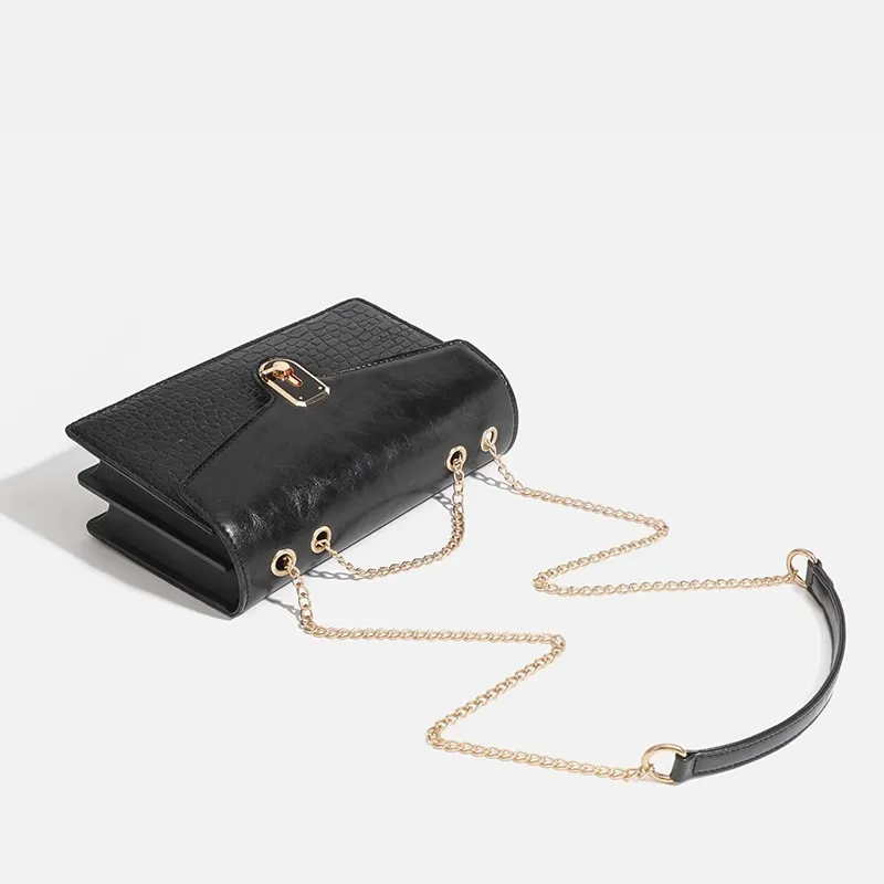 LETOO PU Versatile Crossbody Bag Unique Design Chain Bag Shoulder Bag Regular Women's Black-2