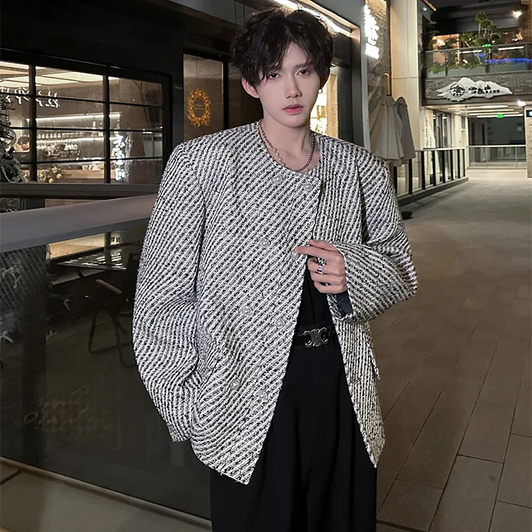 RKVC Jackets Coats Unisex Black White Plaid-2