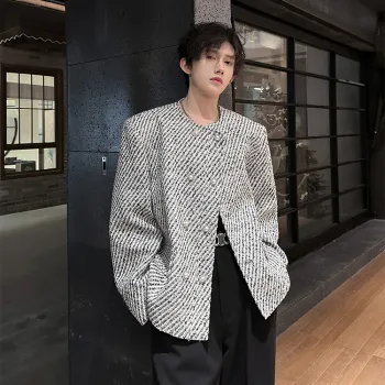 RKVC Jackets Coats Unisex Black White Plaid