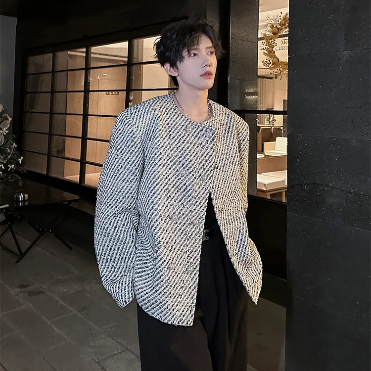 RKVC Jackets Coats Unisex Black White Plaid-3
