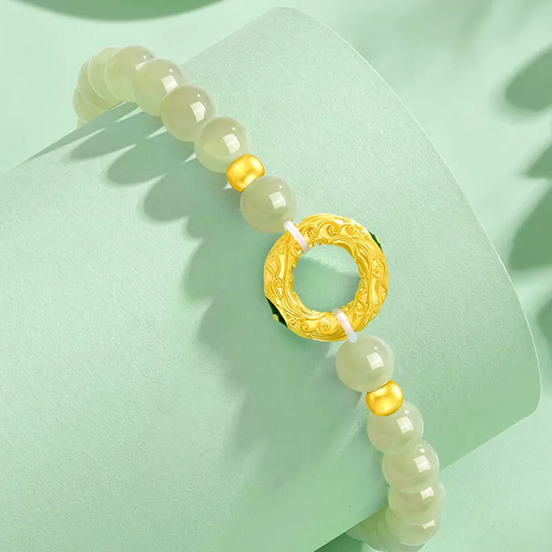Zhongzhao Jewelry Bracelets Pale Greenish White Jade Unisex-4