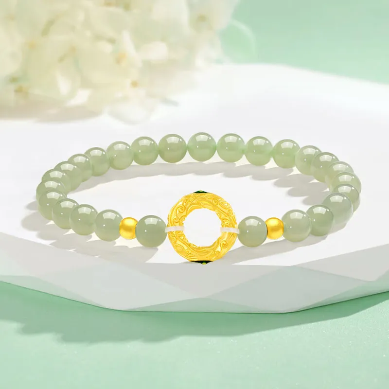 Zhongzhao Jewelry Bracelets Pale Greenish White Jade Unisex-3