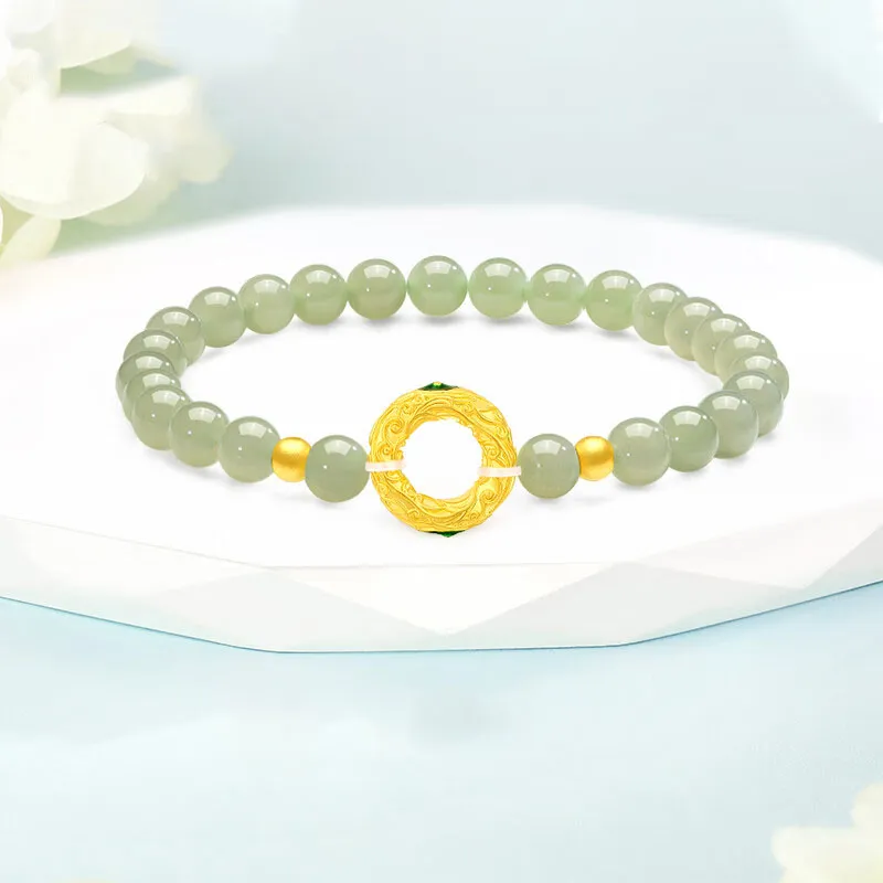 Zhongzhao Jewelry Bracelets Pale Greenish White Jade Unisex-2