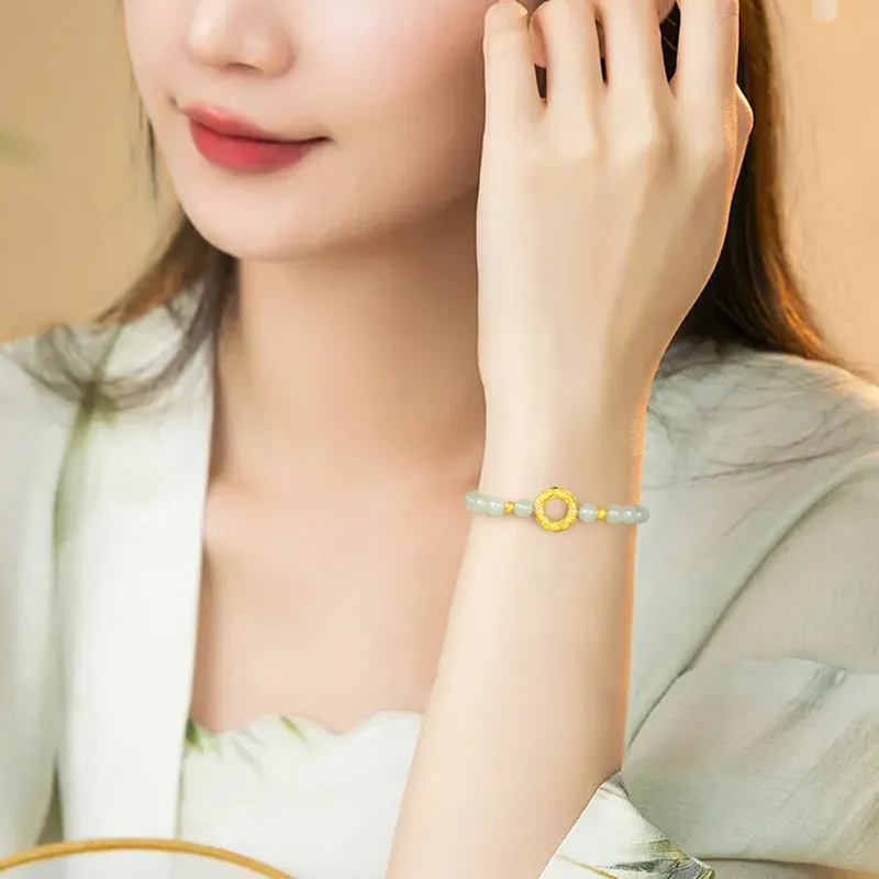 Zhongzhao Jewelry Bracelets Pale Greenish White Jade Unisex-6