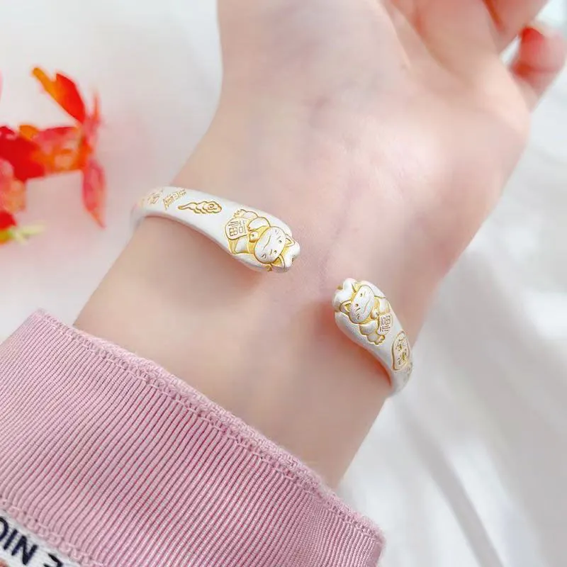 Zhongzhao Jewelry 999 Fine Silver Bangles Unisex-5