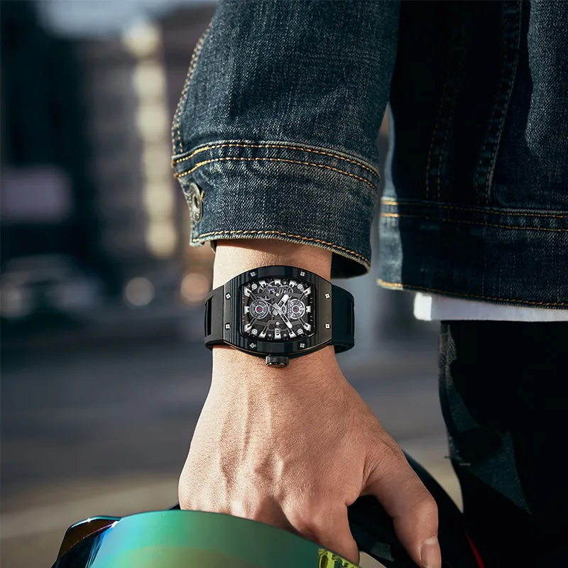 McElo Autobot Collection Optimus Prime Automatic Mechanical Movement Silicone Strap Watch Men's Watches Black Dial-6