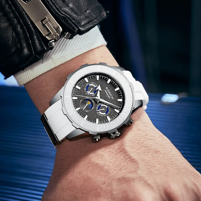 ROERDUM Stalker Automatic Mechanical Movement Silicone Strap Watch Men's Watches Black Dial-10