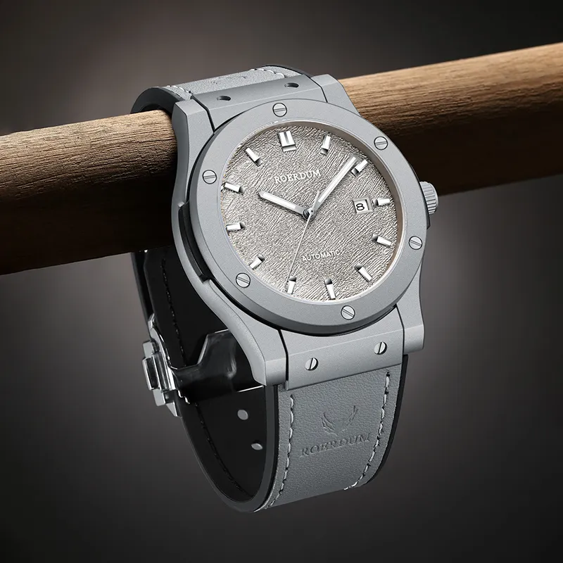 ROERDUM Adventurer Collection Desert Gray Mechanical Movement Genuine Leather Strap Watch Men's Watches Silver Dial-2