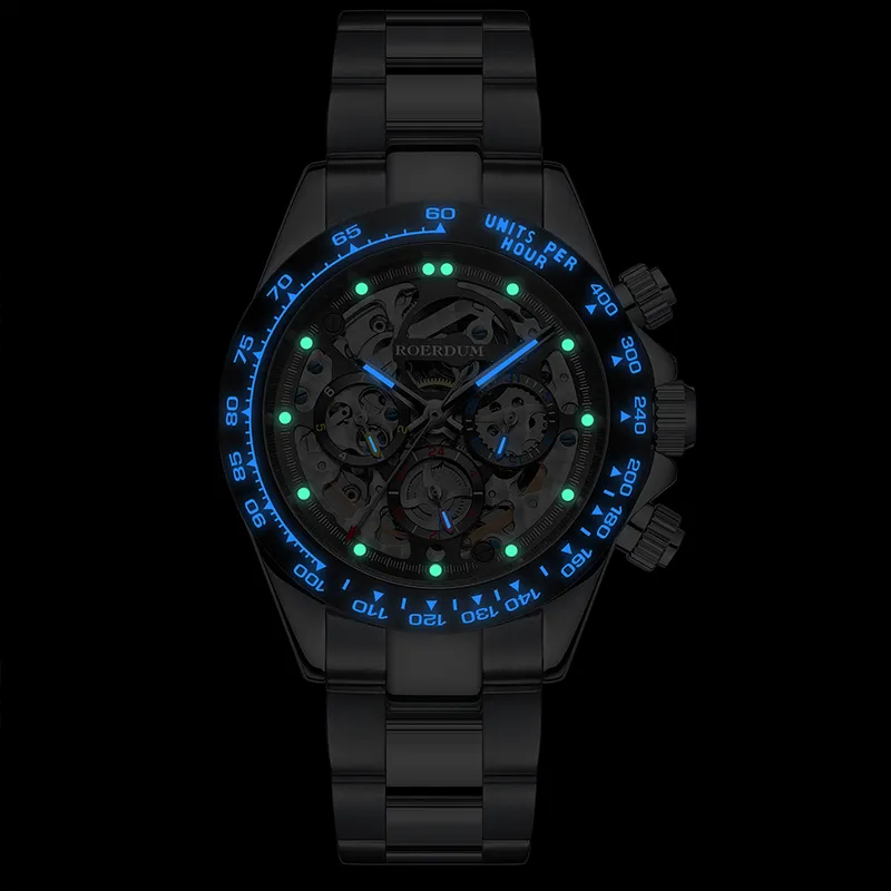 ROERDUM Ditan Collection Mechanical Movement Stainless Steel Watchband Watch Men's Watches Black Dial-3