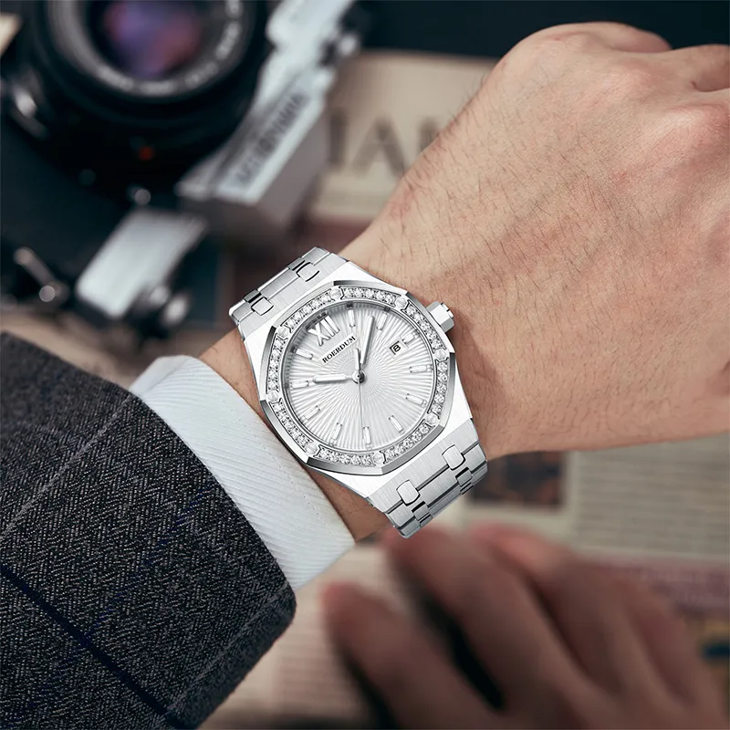 ROERDUM God Of War Series Automatic/Manual Mechanical Movement Stainless Steel Watchband Watch Men's Watches White Dial-11