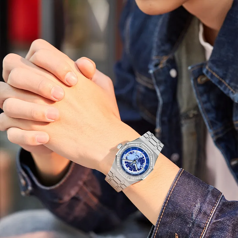 ROERDUM Galaxy Starry Sky Collection Mechanical Movement Stainless Steel Watchband Watch Men's Watches Blue Dial-1