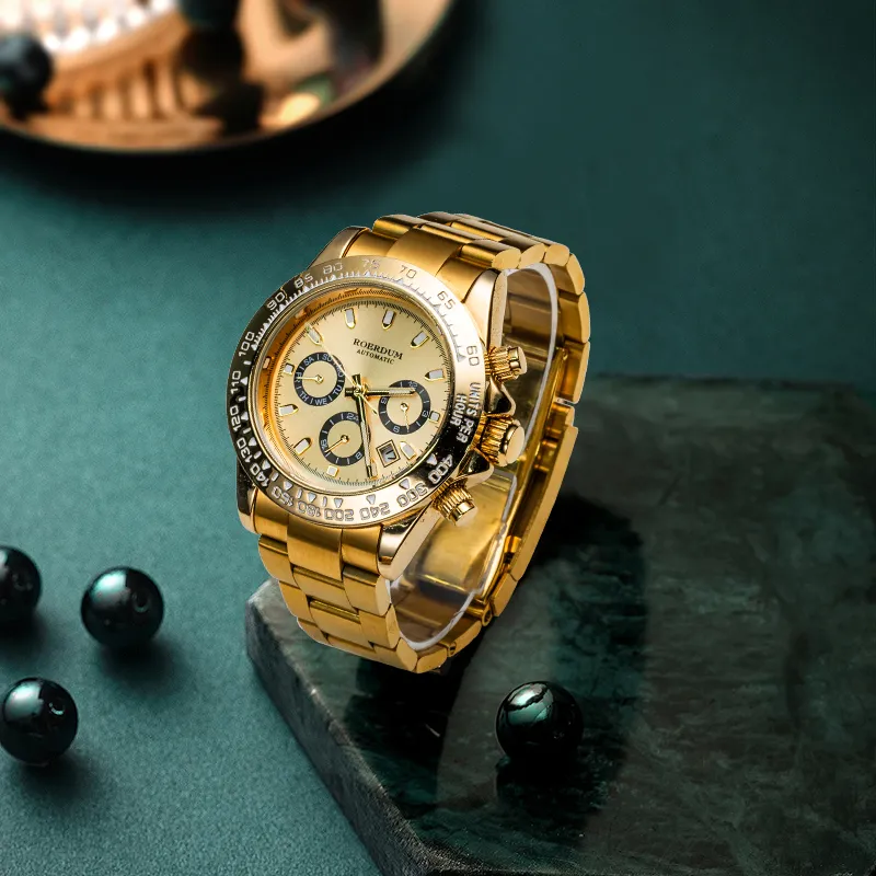 ROERDUM Ditan Collection Kindey Mechanical Movement Steel Strap Watch Men's Watches Beige Watch Dial-2