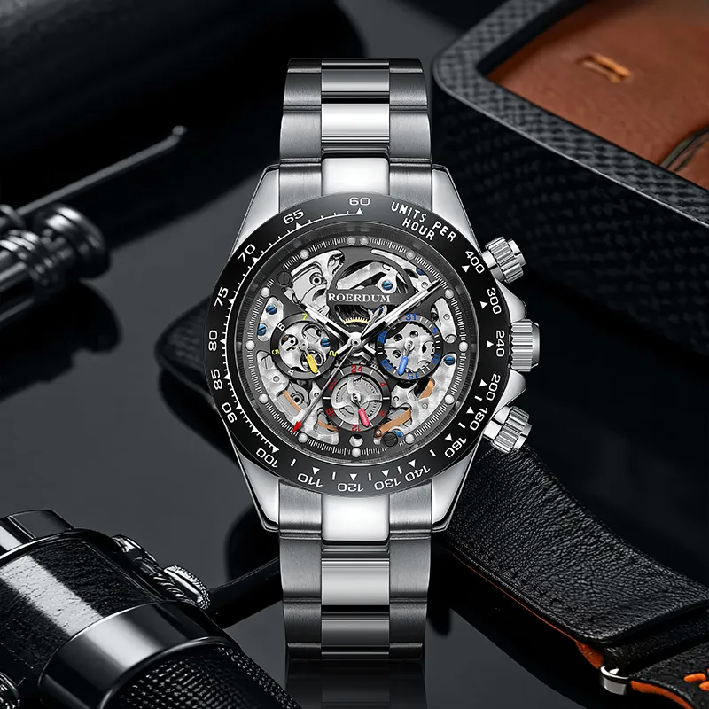 ROERDUM Ditan Collection Mechanical Movement Stainless Steel Watchband Watch Men's Watches Black Dial-2