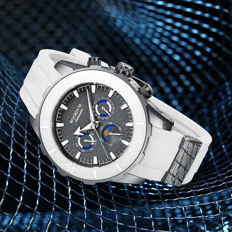 ROERDUM Stalker Automatic Mechanical Movement Silicone Strap Watch Men's Watches Black Dial-9
