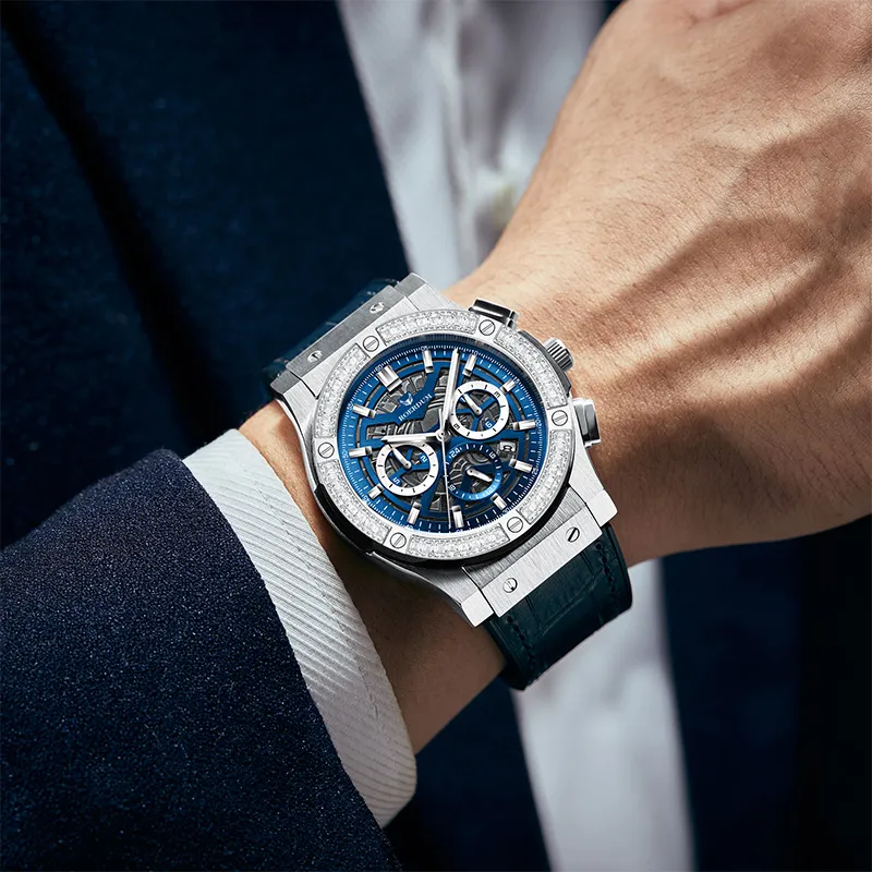 ROERDUM Mars GTR Automatic Mechanical Movement Genuine Leather Strap Watch Men's Watches Blue Dial-6