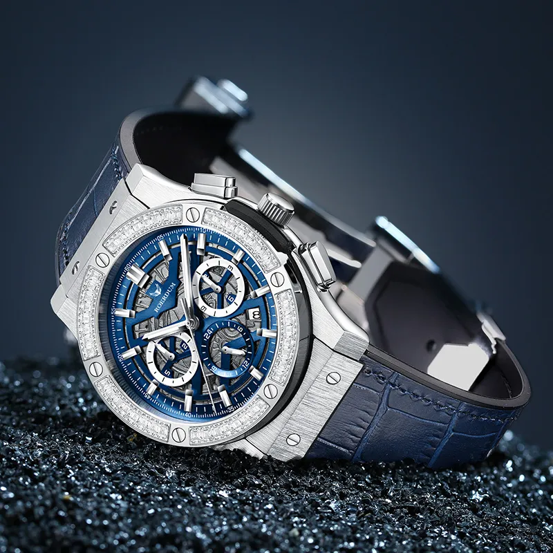 ROERDUM Mars GTR Automatic Mechanical Movement Genuine Leather Strap Watch Men's Watches Blue Dial-4