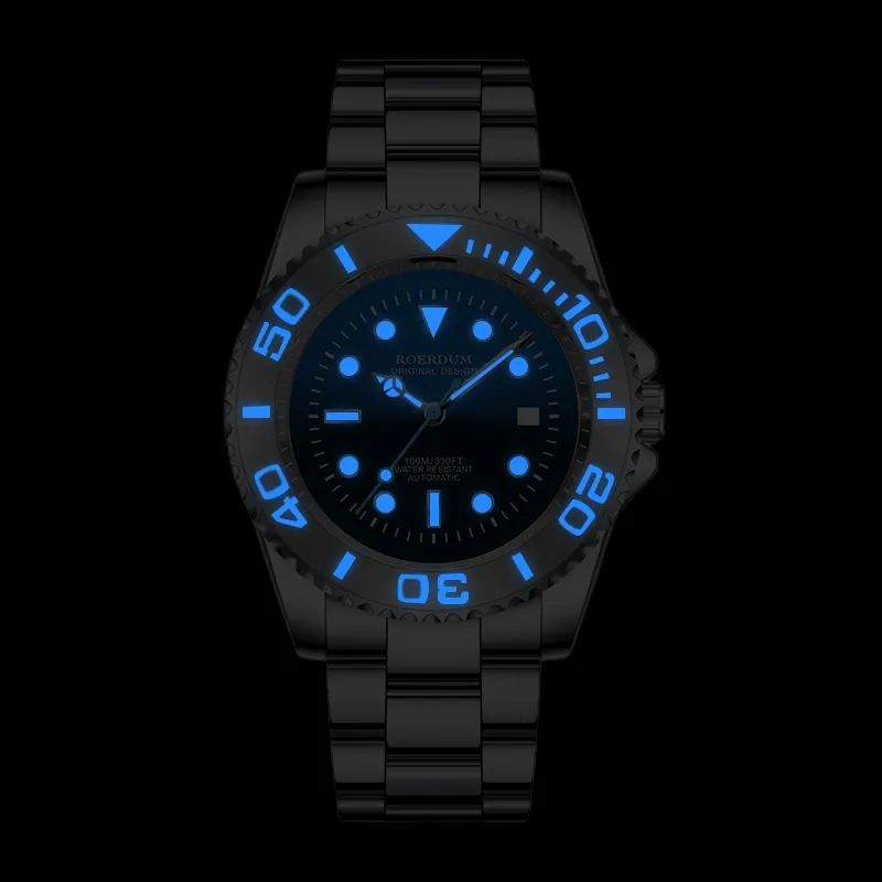 ROERDUM Voyager Collection Ghost King Mechanical Movement Steel Strap Watch Men's Watches Blue Dial-5