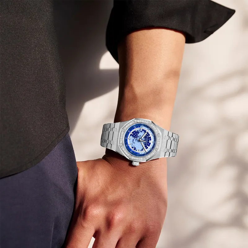 ROERDUM Galaxy Starry Sky Collection Mechanical Movement Stainless Steel Watchband Watch Men's Watches Blue Dial-5