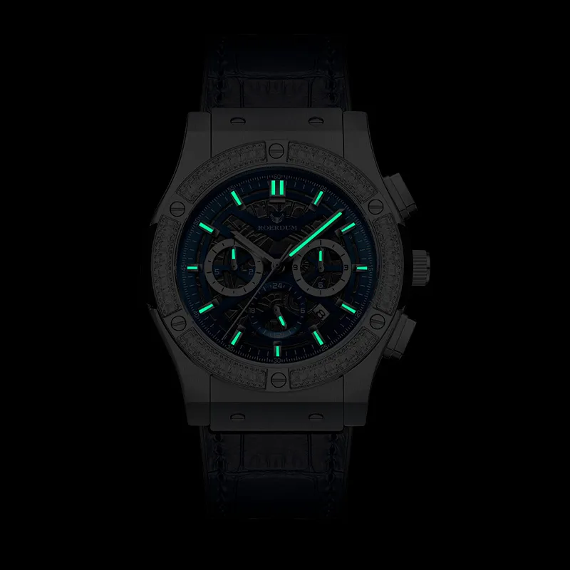 ROERDUM Mars GTR Automatic Mechanical Movement Genuine Leather Strap Watch Men's Watches Blue Dial-7
