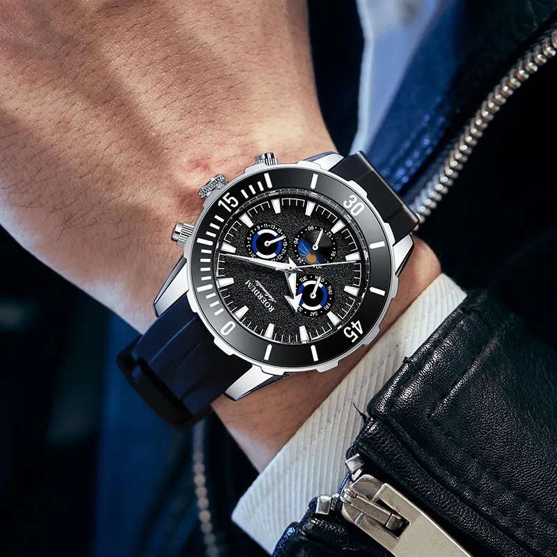 ROERDUM Stalker Automatic Mechanical Movement Silicone Strap Watch Men's Watches Black Dial-4