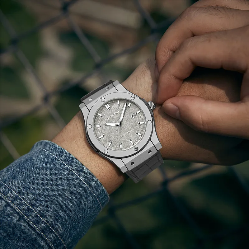 ROERDUM Adventurer Collection Desert Gray Mechanical Movement Genuine Leather Strap Watch Men's Watches Silver Dial-16