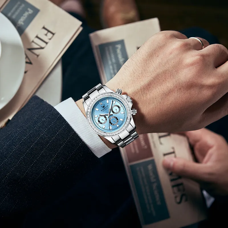 ROERDUM Ditan Collection Ice Blue Di Mechanical Movement Steel Strap Watch Unisex Blue Dial-7