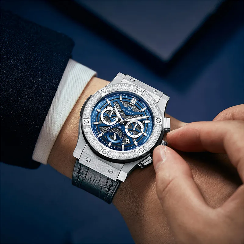 ROERDUM Mars GTR Automatic Mechanical Movement Genuine Leather Strap Watch Men's Watches Blue Dial-5