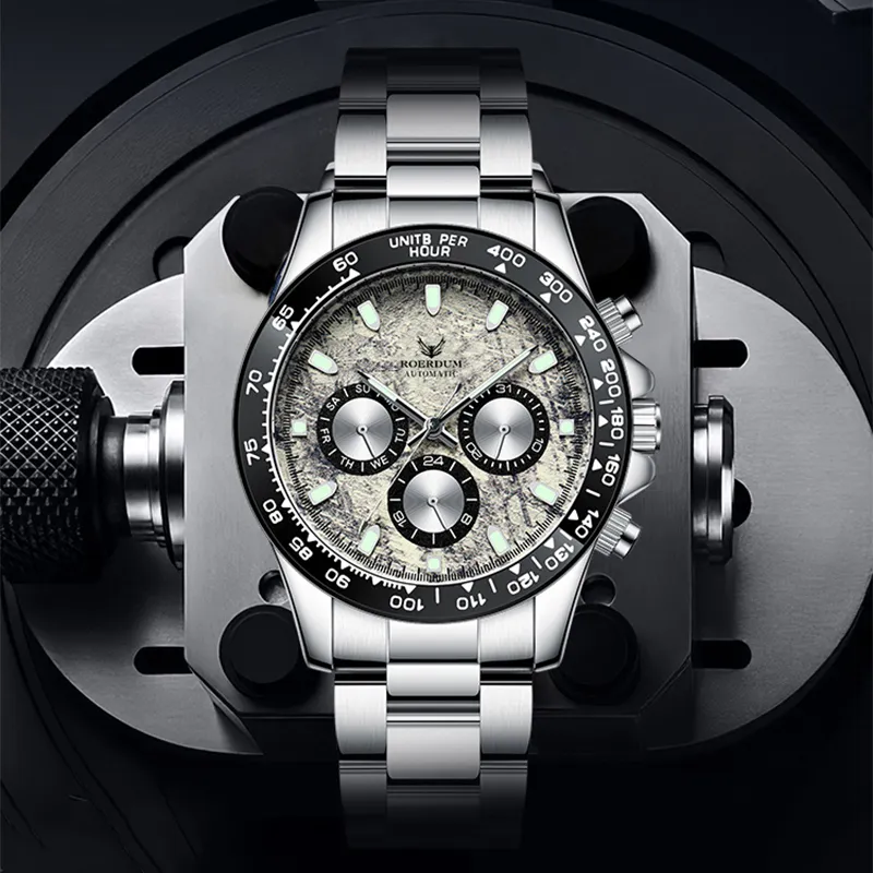 ROERDUM Ditan Collection Kindey Mechanical Movement Steel Strap Watch Men's Watches Beige Watch Dial-8