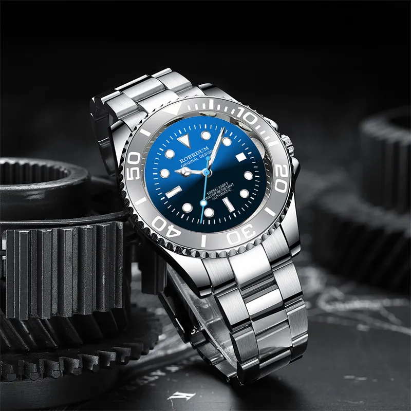 ROERDUM Voyager Collection Ghost King Mechanical Movement Steel Strap Watch Men's Watches Blue Dial-2
