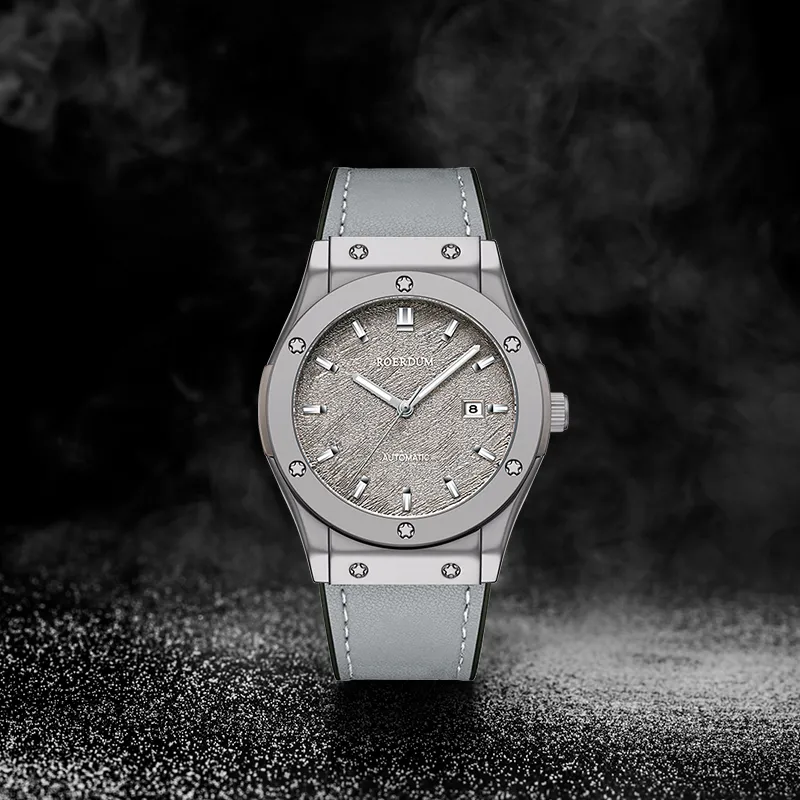 ROERDUM Adventurer Collection Desert Gray Mechanical Movement Genuine Leather Strap Watch Men's Watches Silver Dial-19