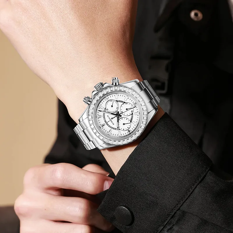 ROERDUM Mechanical Movement Steel Strap Watch Men's Watches White Dial-3