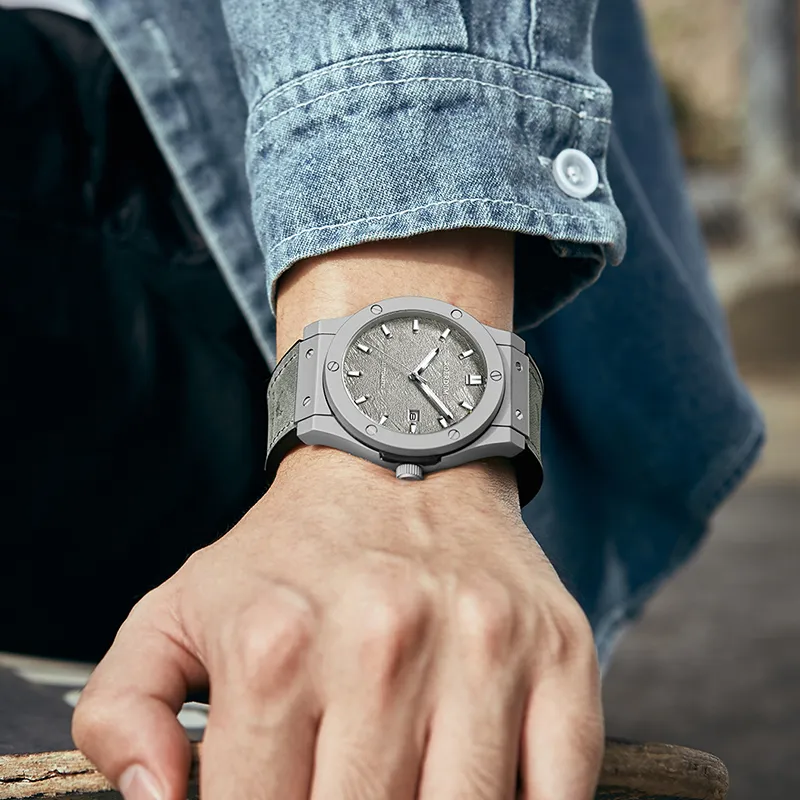 ROERDUM Adventurer Collection Desert Gray Mechanical Movement Genuine Leather Strap Watch Men's Watches Silver Dial-9