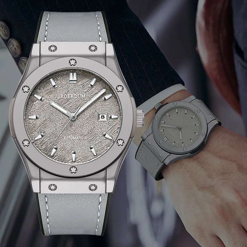 ROERDUM Adventurer Collection Desert Gray Mechanical Movement Genuine Leather Strap Watch Men's Watches Silver Dial-20