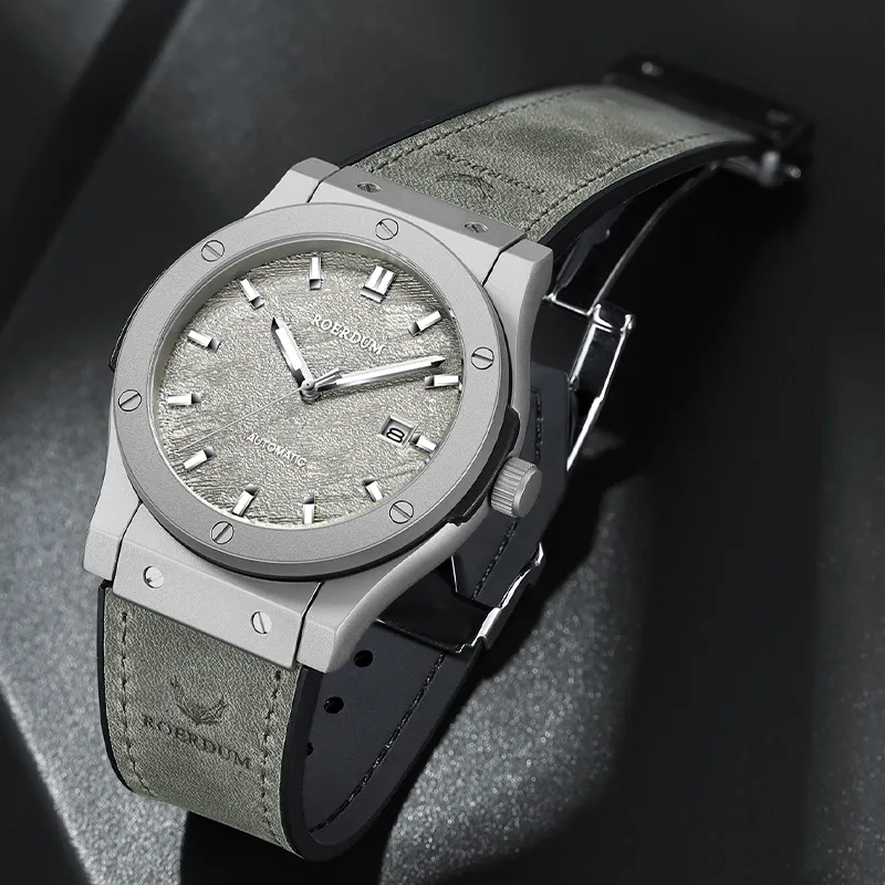 ROERDUM Adventurer Collection Desert Gray Mechanical Movement Genuine Leather Strap Watch Men's Watches Silver Dial-8