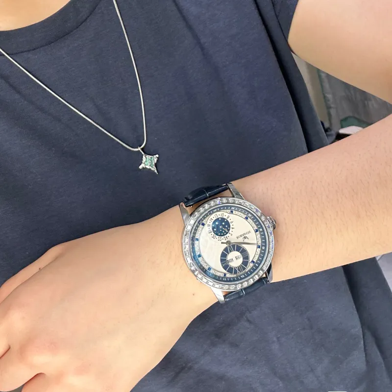 ROERDUM Super Master Collection Dawn Automatic Mechanical Movement Genuine Leather Strap Watch Men's Watches Blue Dial-5