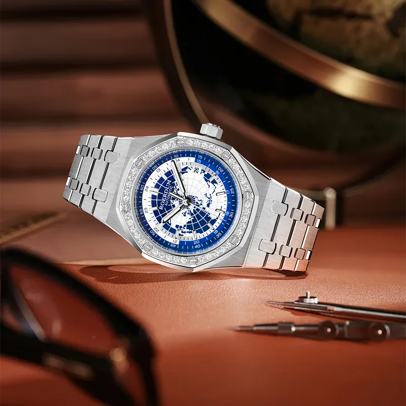 ROERDUM Galaxy Starry Sky Collection Mechanical Movement Stainless Steel Watchband Watch Men's Watches Blue Dial-9
