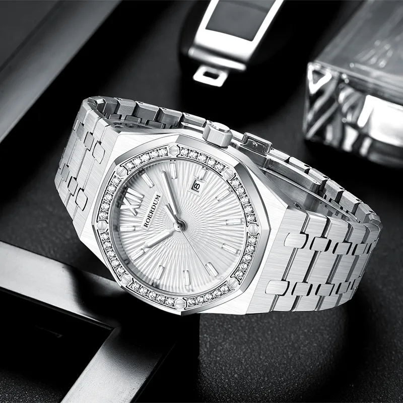 ROERDUM God Of War Series Automatic/Manual Mechanical Movement Stainless Steel Watchband Watch Men's Watches White Dial-13