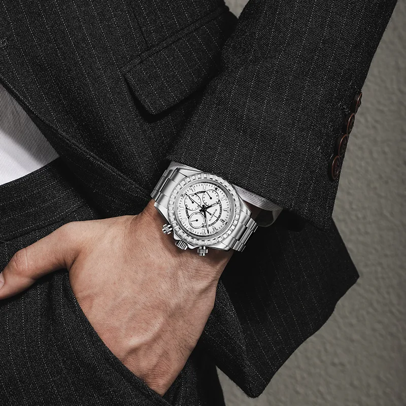 ROERDUM Mechanical Movement Steel Strap Watch Men's Watches White Dial-4