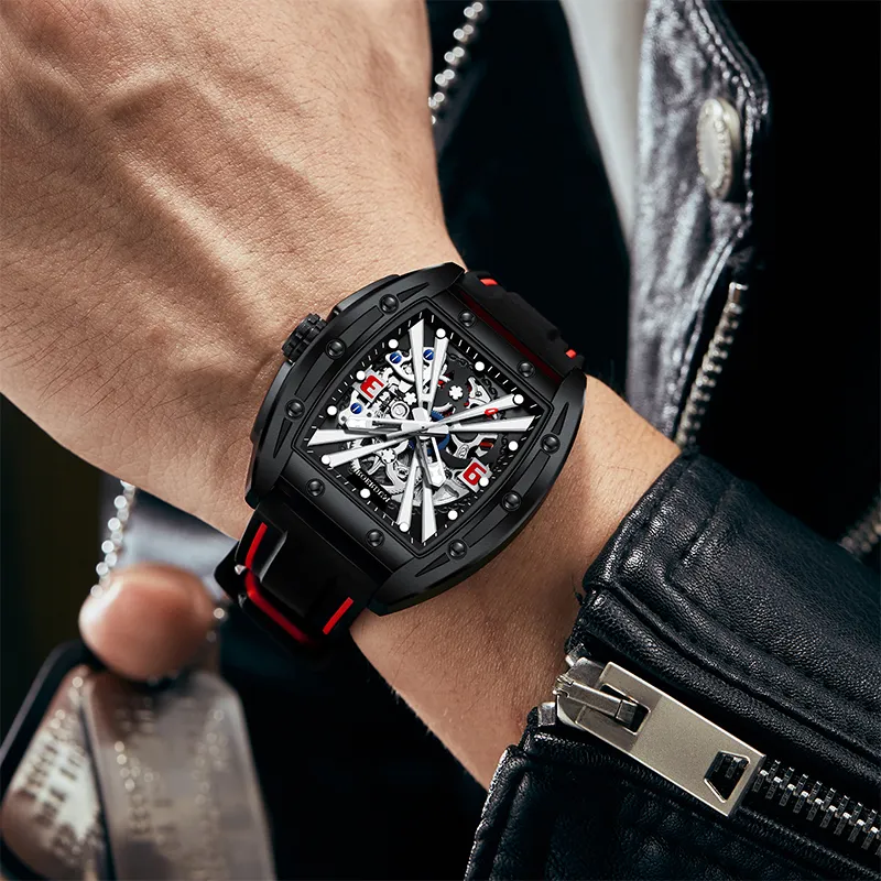 ROERDUM X Collection Automatic Mechanical Movement Silicone Strap Watch Men's Watches Black Dial-6