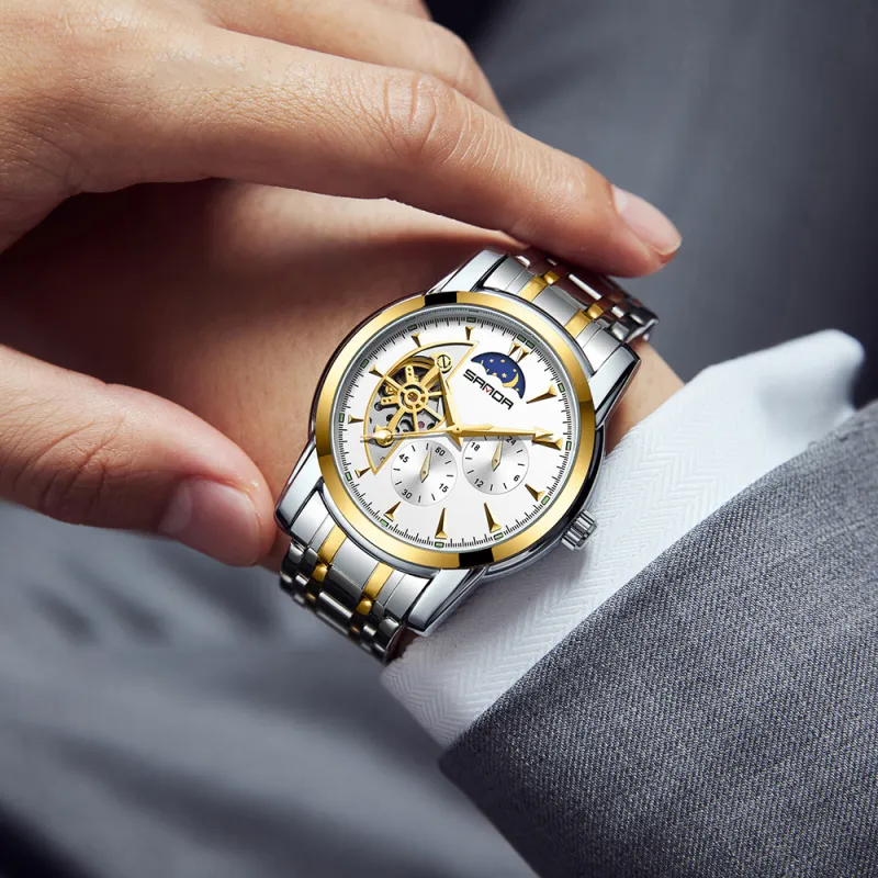 Sanda Automatic Mechanical Movement Stainless Steel Strap Watch Men's Watches White Dial-14